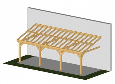 De grandes structures en bois Douglas accolées à la façade pour avoir un carport pratique pas cher